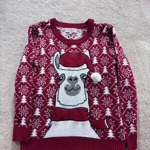 POOF New York Reindeer Christmas Crew Neck Sweater Sz S